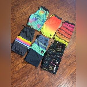 6 pairs of Hurley boys size XL 14/16 swim trunks